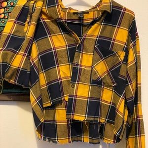 Mustard yellow plaid crop!